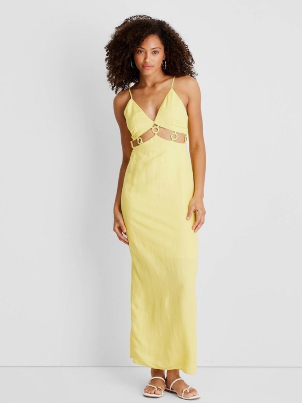 Future Collective Sleeveless Ring Detail Maxi Dress in Yellow Women’s Size 6